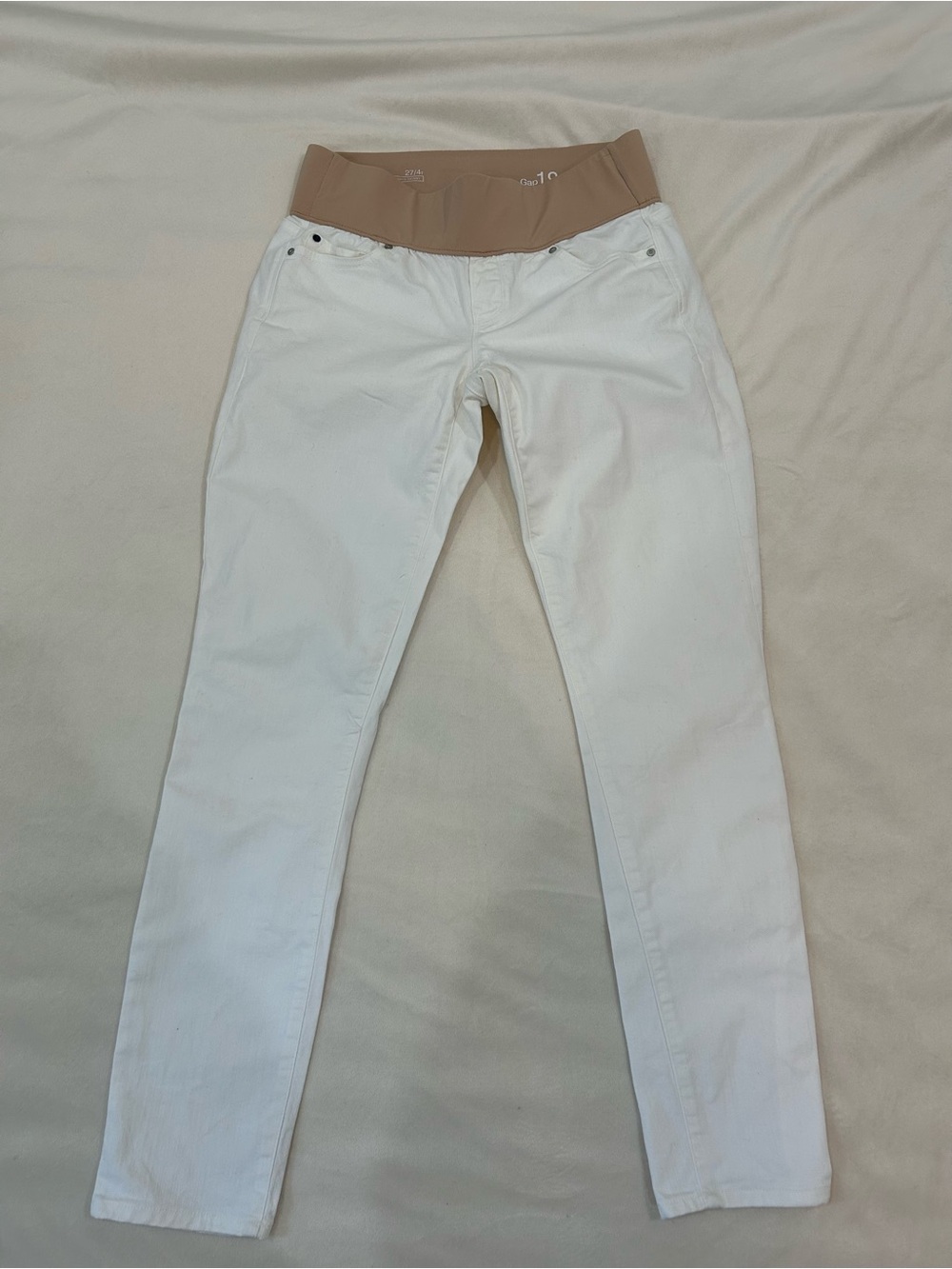 Gap 1969 Maternity White Skinny Jeans with Under the Belly Waistband, Size 27/4R